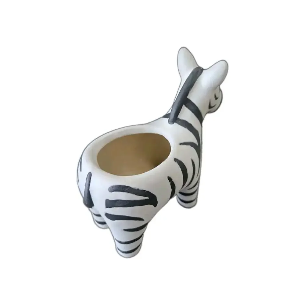 New White Black Stripped Zebra Ceramic Indoor Planter Catus Succulent Pot